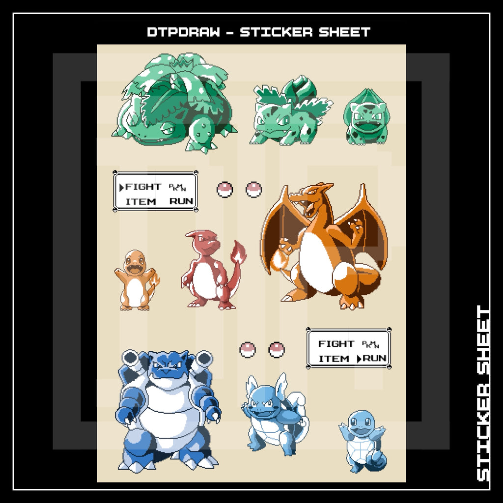 8BIT KANTO A6 STICKER SHEET