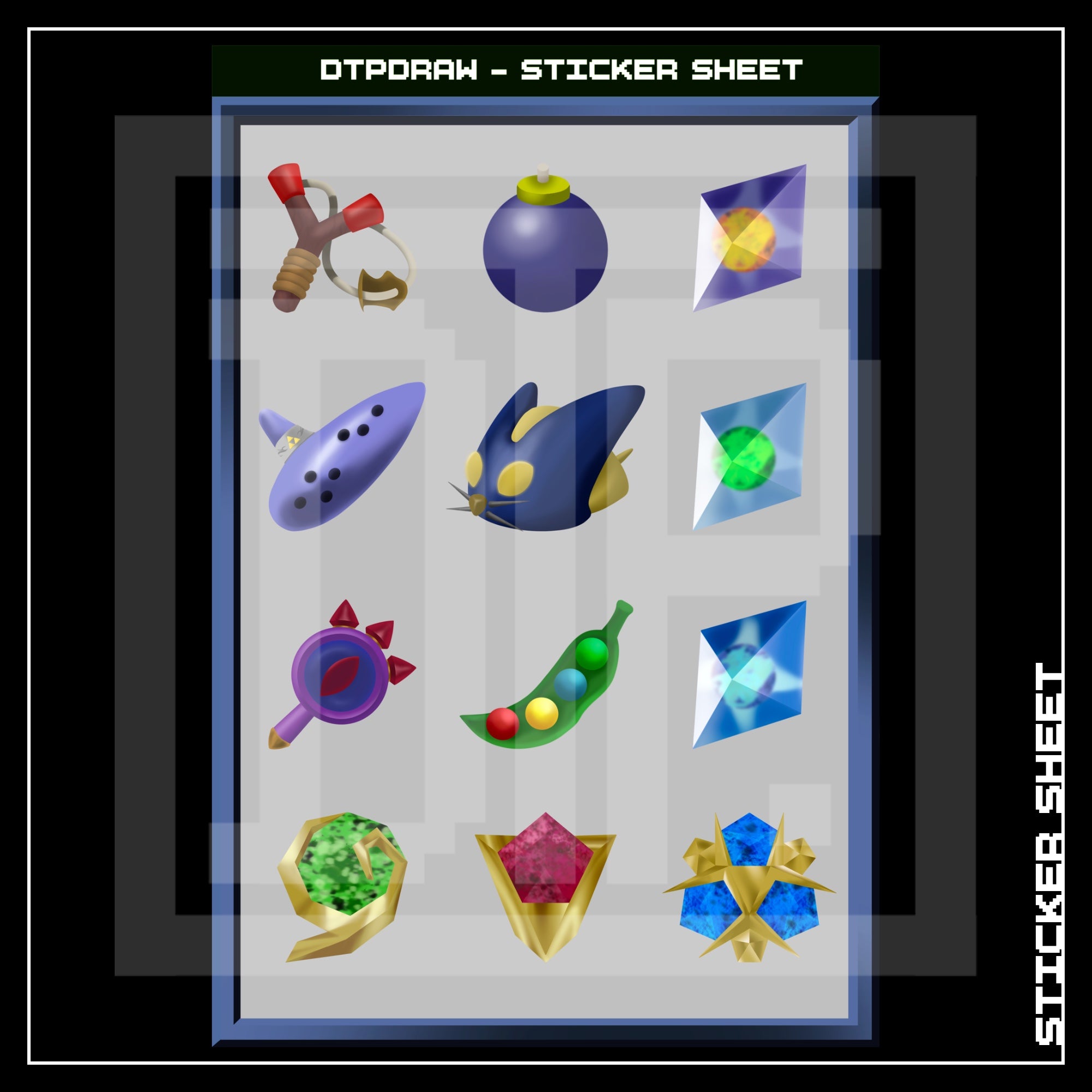 OCARINA OF TIME ITEMS A6 STICKER SHEET